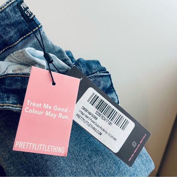 PRETTYLITTLETHING Vintage Wash 5 Pocket Double Rip Skinny Jeans - Picture 2 of 2